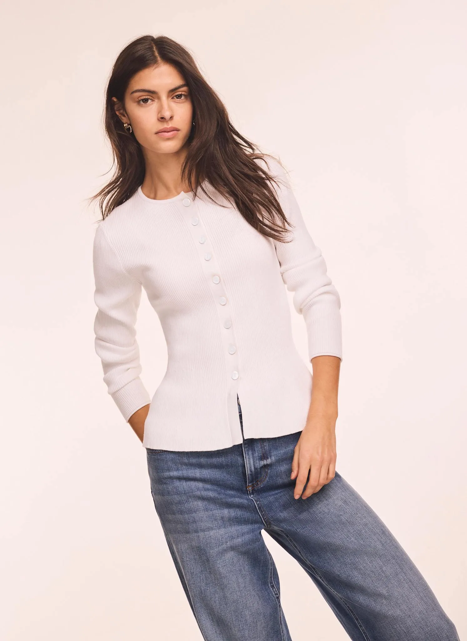 White Peplum Knit Cardigan sold by Mint Velvet