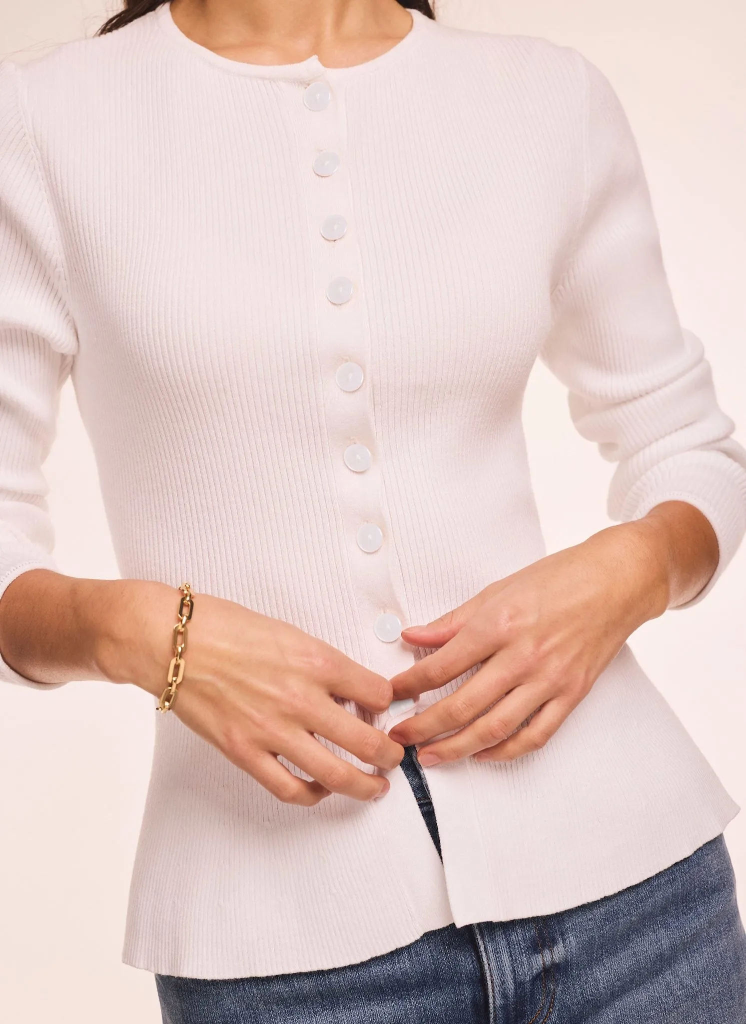 White Peplum Knit Cardigan sold by Mint Velvet product image thumbnail 3