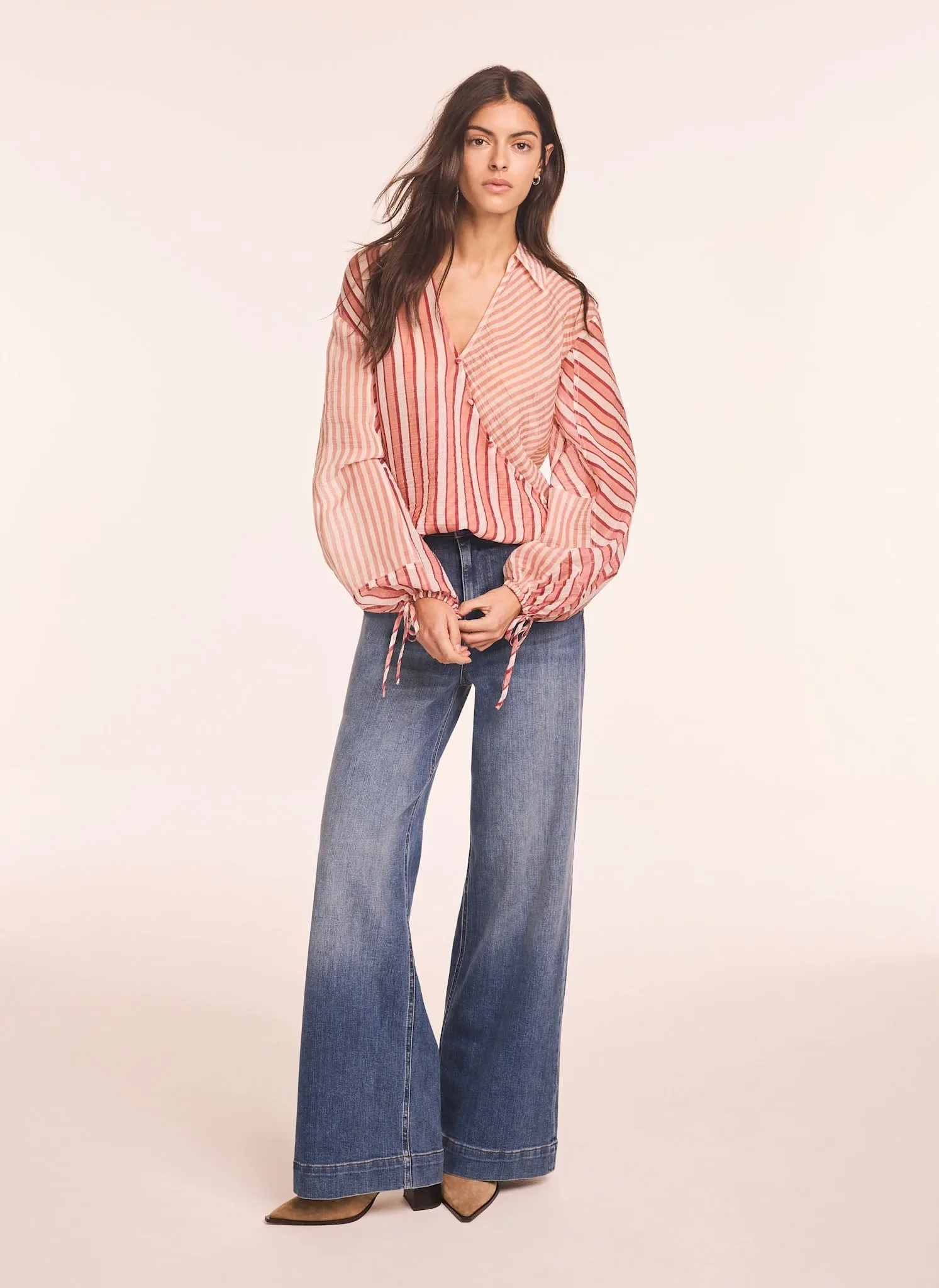 Orange Striped Wrap Shirt sold by Mint Velvet product image thumbnail 4