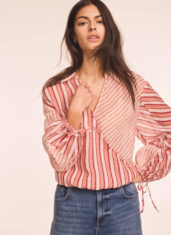 Orange Striped Wrap Shirt made by Mint Velvet