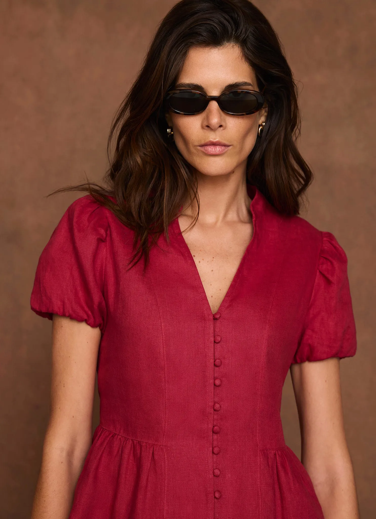 Red Linen Peplum Top sold by Mint Velvet product image thumbnail 5