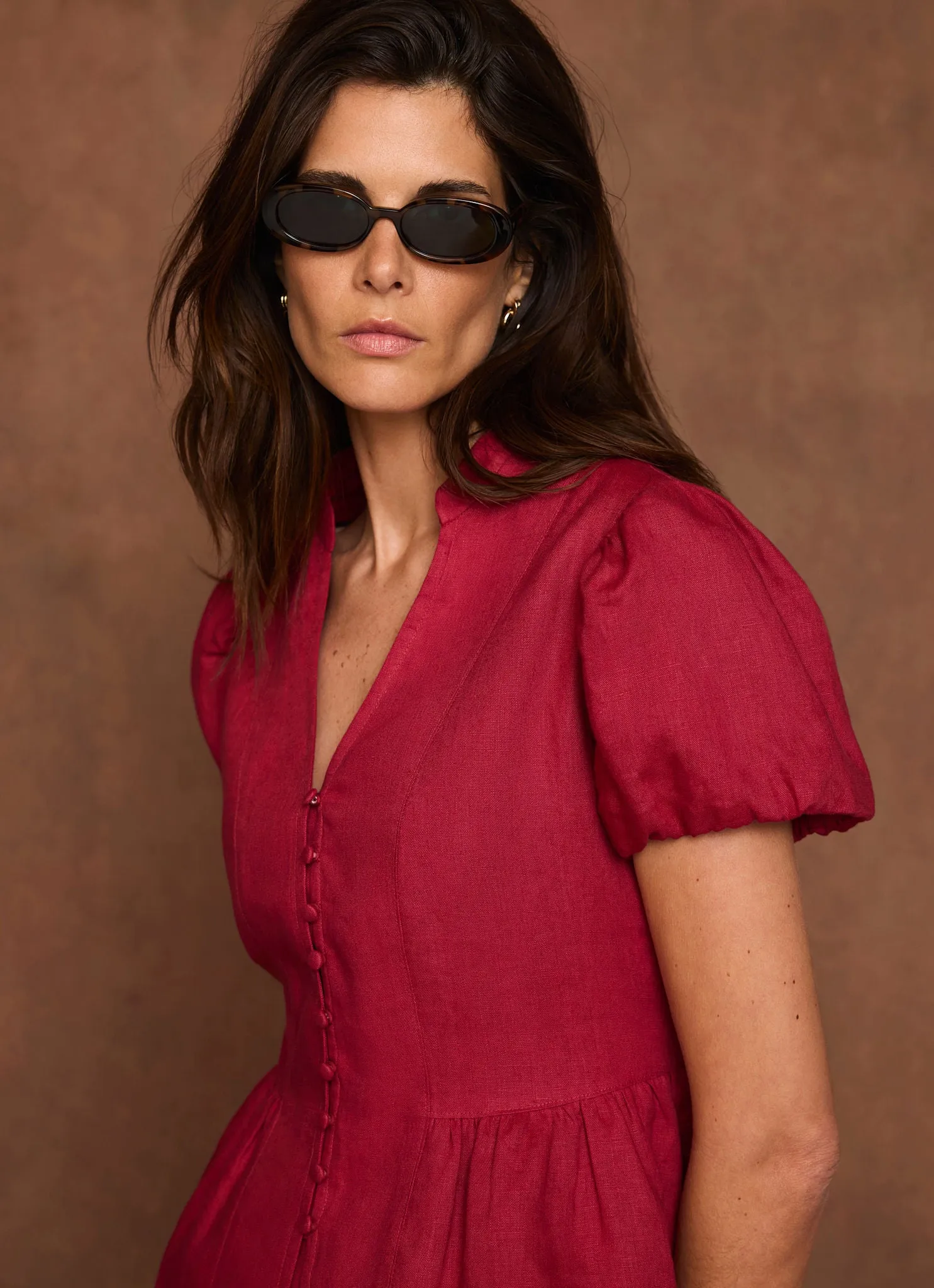 Red Linen Peplum Top sold by Mint Velvet product image thumbnail 2