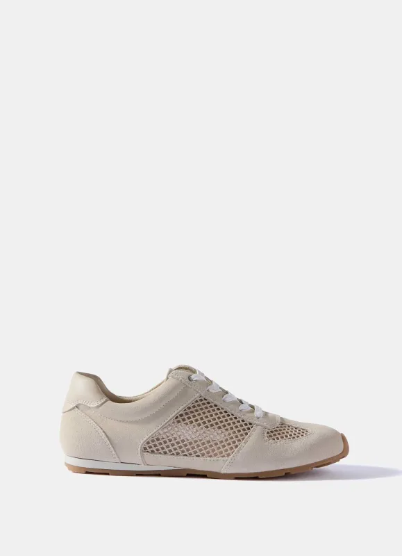 Myla Cream Suede Mesh Trainers made by Mint Velvet