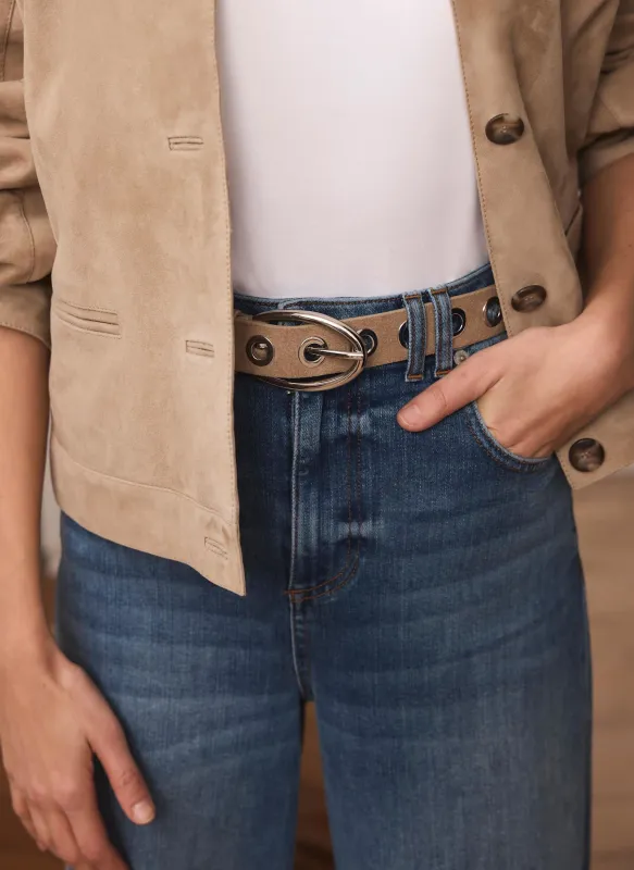 Neutral Suede Eyelet Belt sold by Mint Velvet