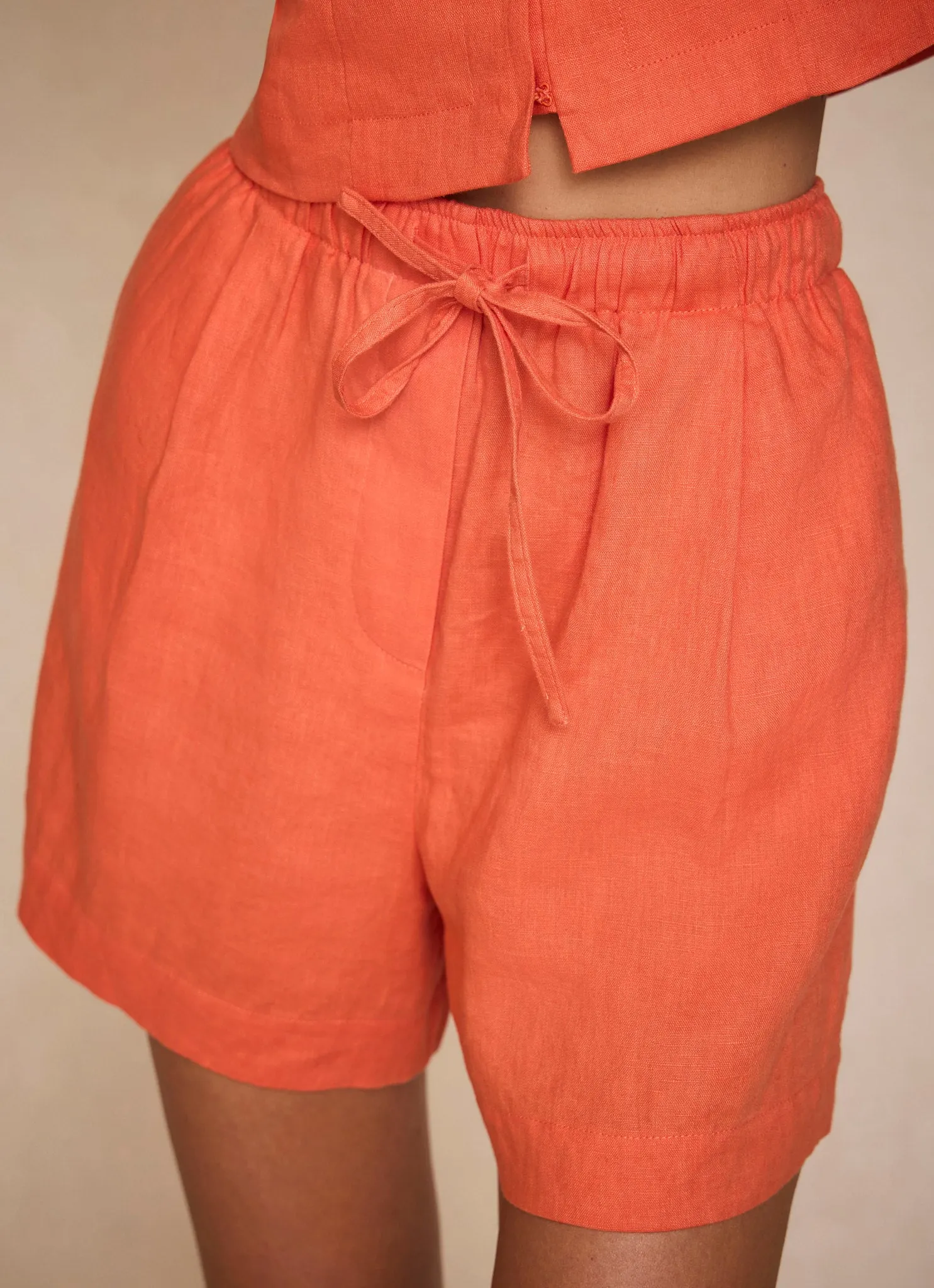 Orange Linen Drawstring Shorts sold by Mint Velvet product image thumbnail 3