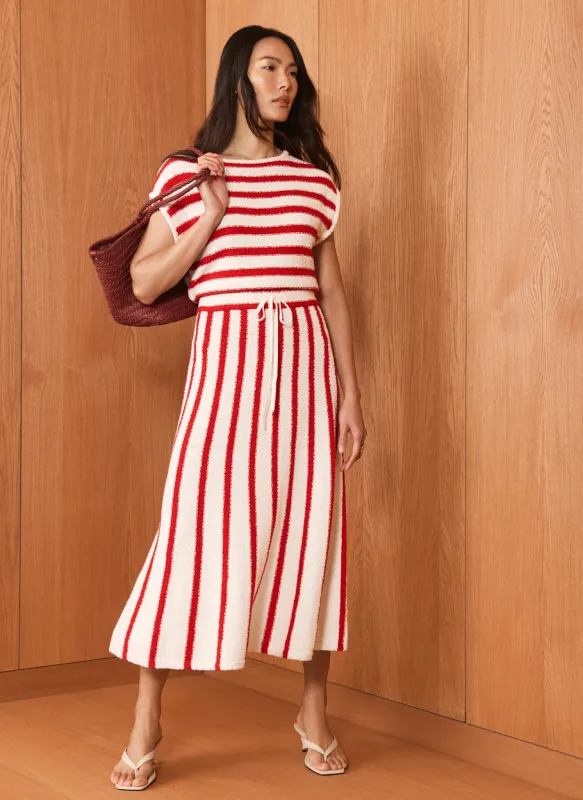 Red Striped Knit Midi Dress sold by Mint Velvet