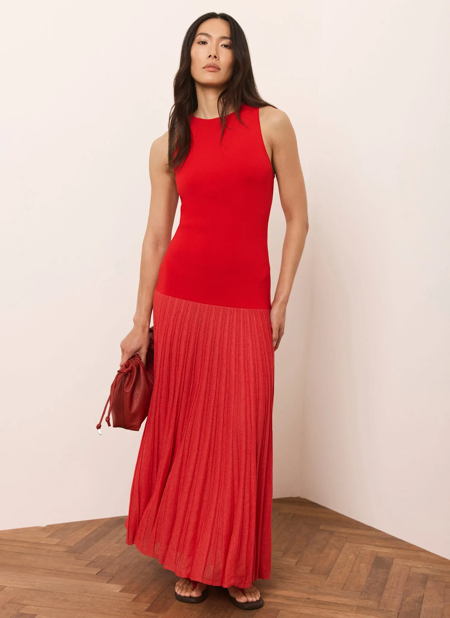 Red Knit Pleated Maxi Dress sold by Mint Velvet product image thumbnail 2