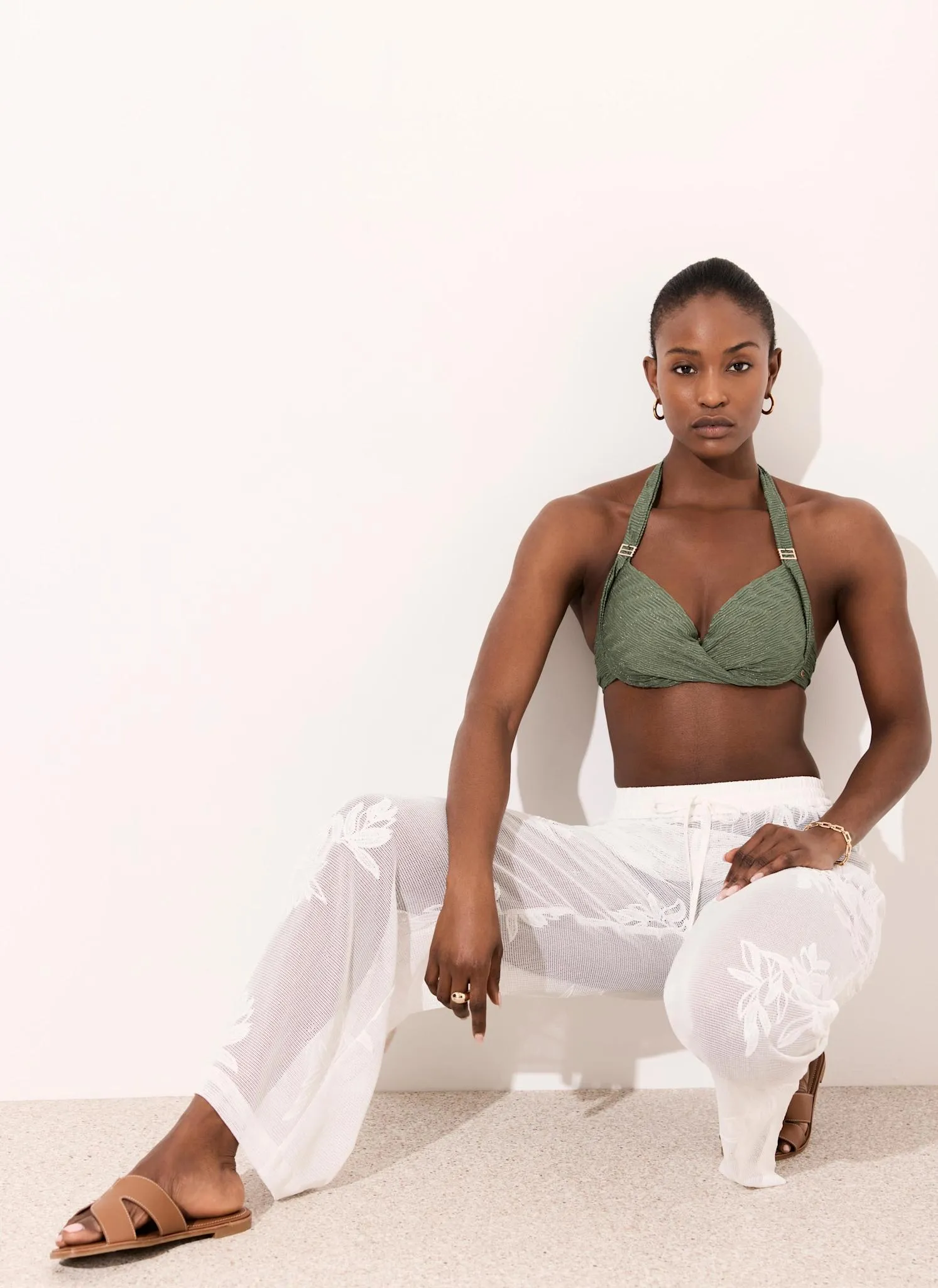 White Floral Detail Mesh Trousers sold by Mint Velvet product image thumbnail 5