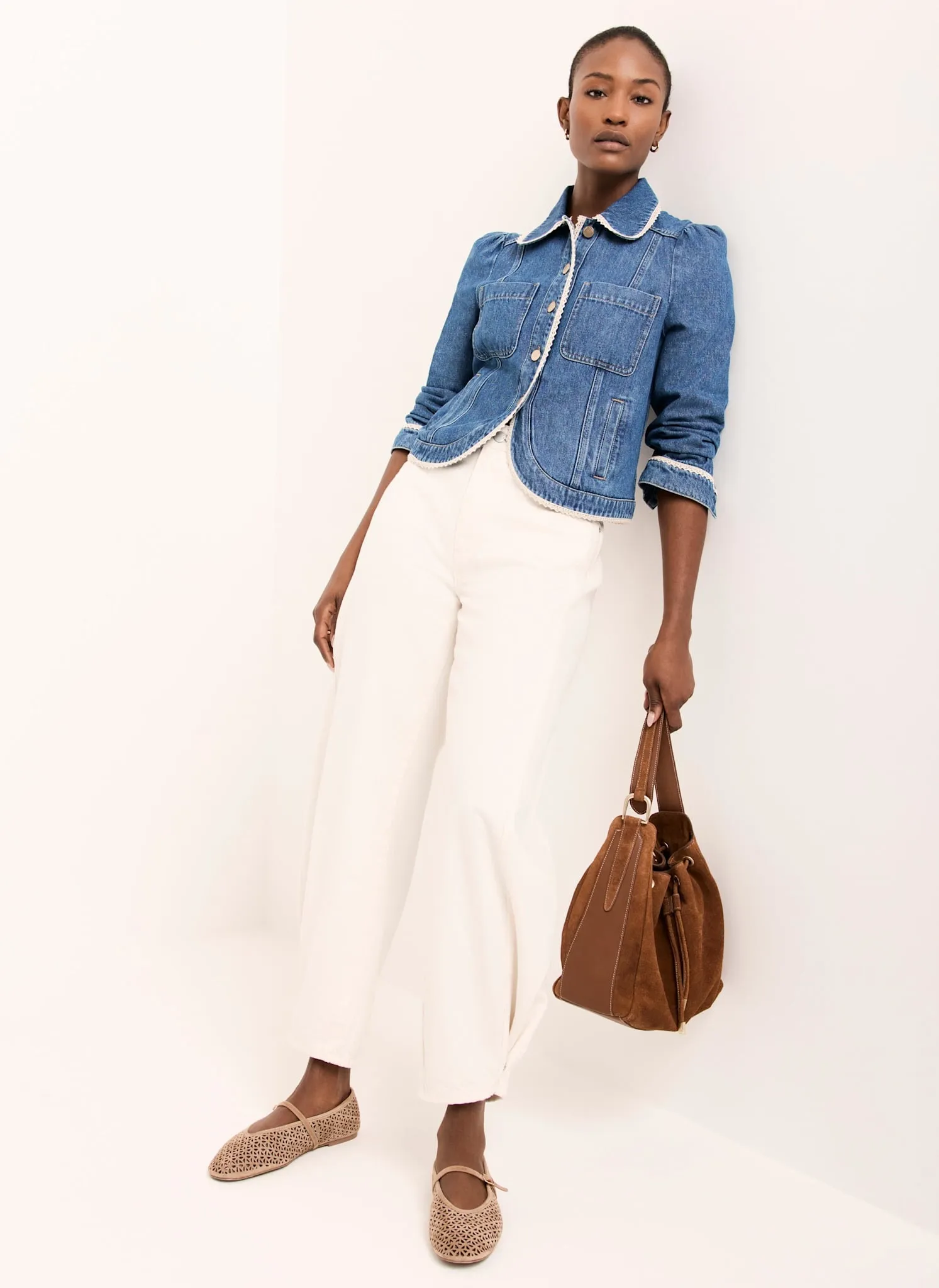 Mid Indigo Crochet Trim Denim Jacket sold by Mint Velvet product image thumbnail 2