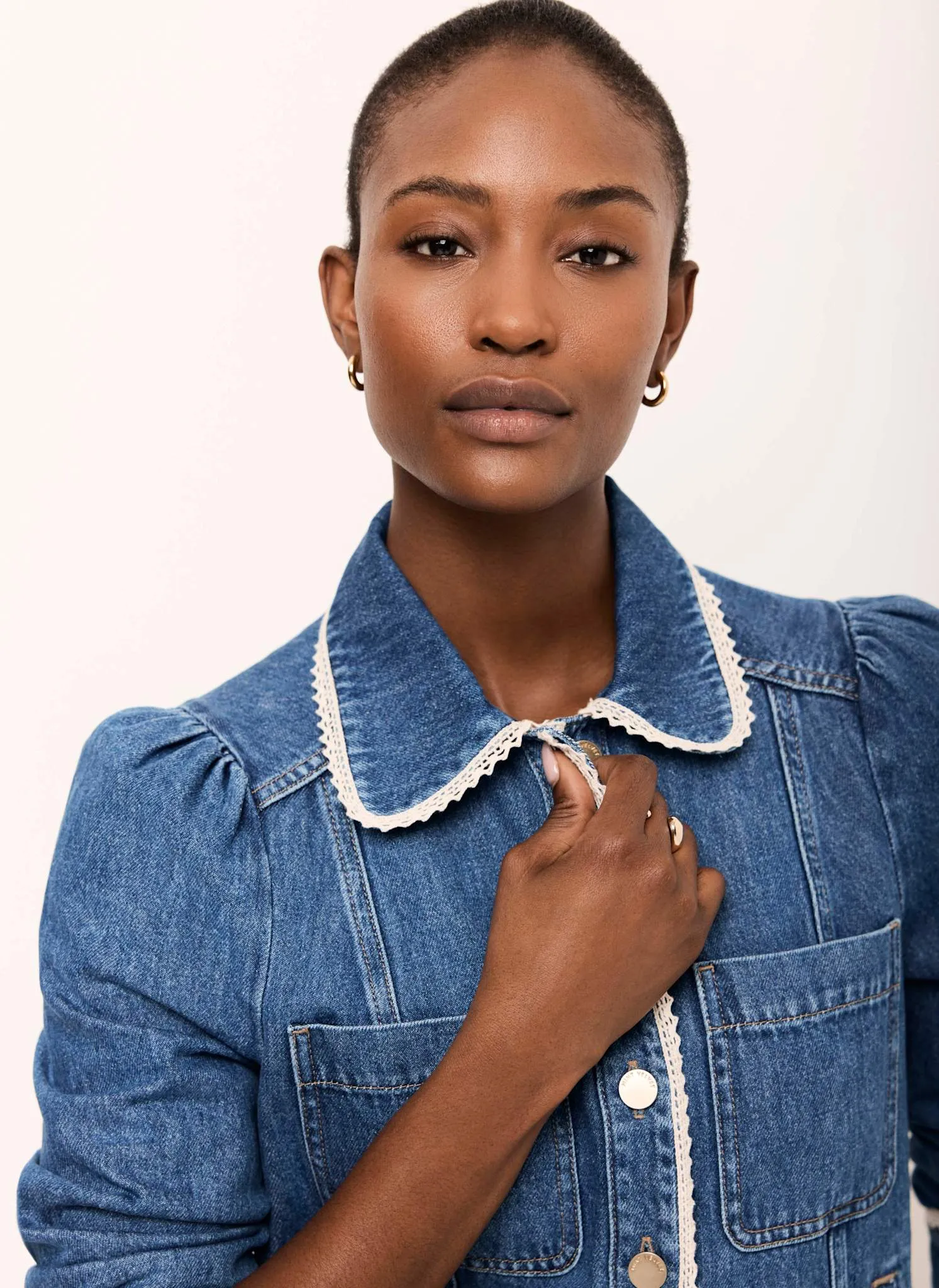 Mid Indigo Crochet Trim Denim Jacket sold by Mint Velvet product image thumbnail 4