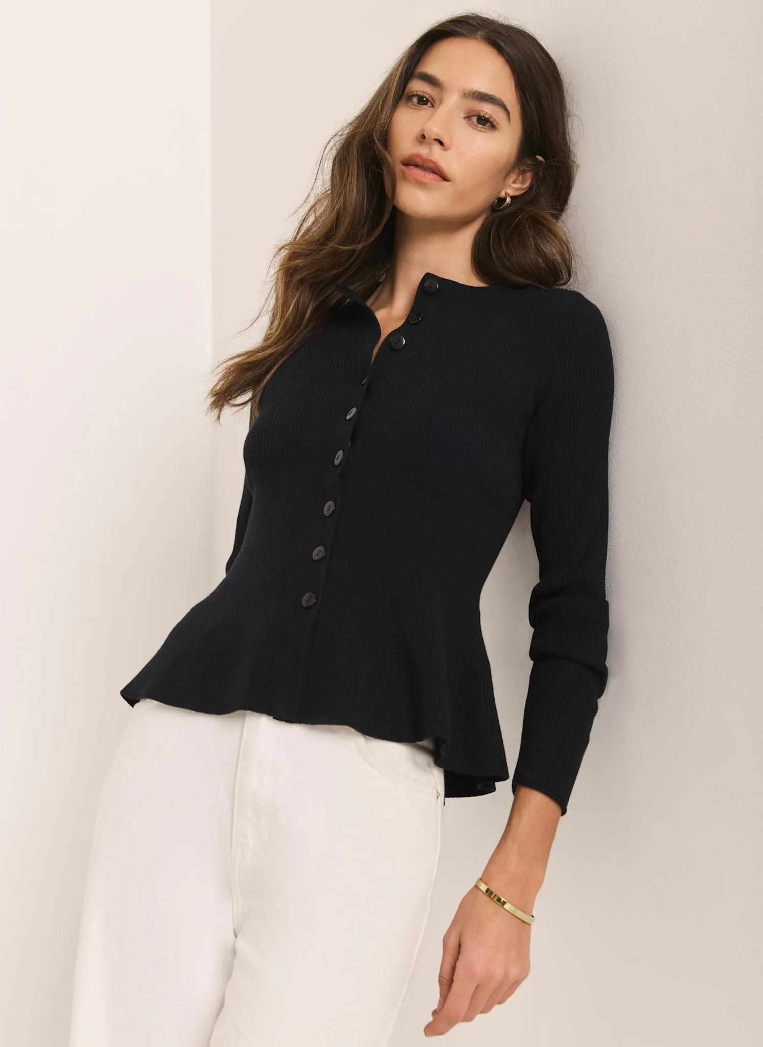 Navy Peplum Knit Cardigan sold by Mint Velvet