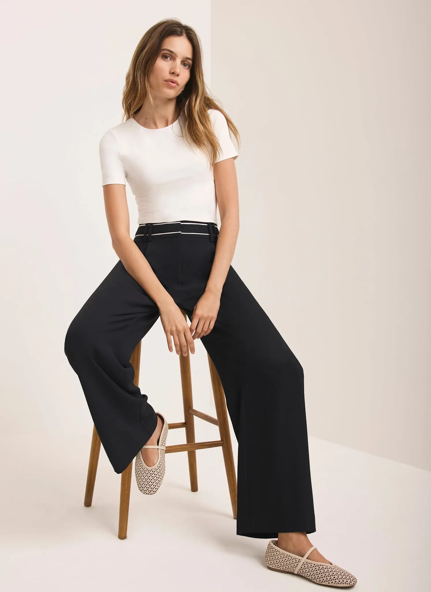 Black Waist Detail Wide Trousers sold by Mint Velvet product image thumbnail 2