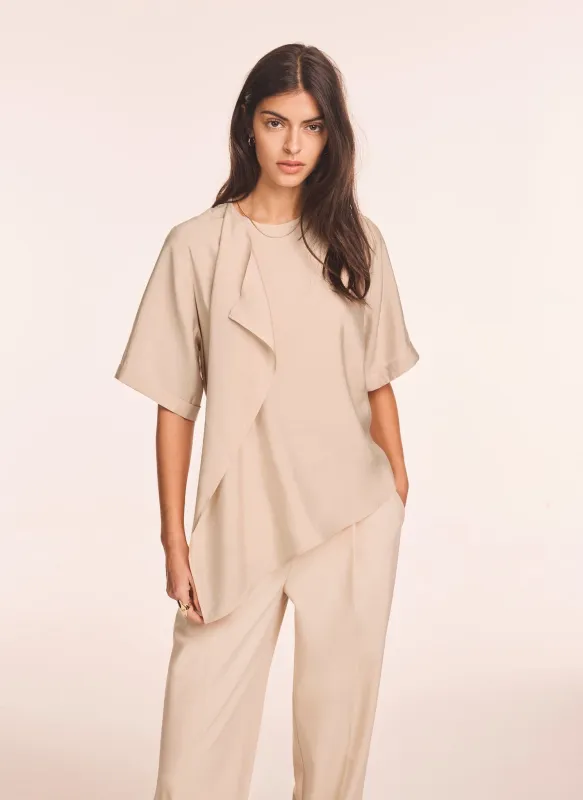 Neutral Asymmetric Detail Top sold by Mint Velvet