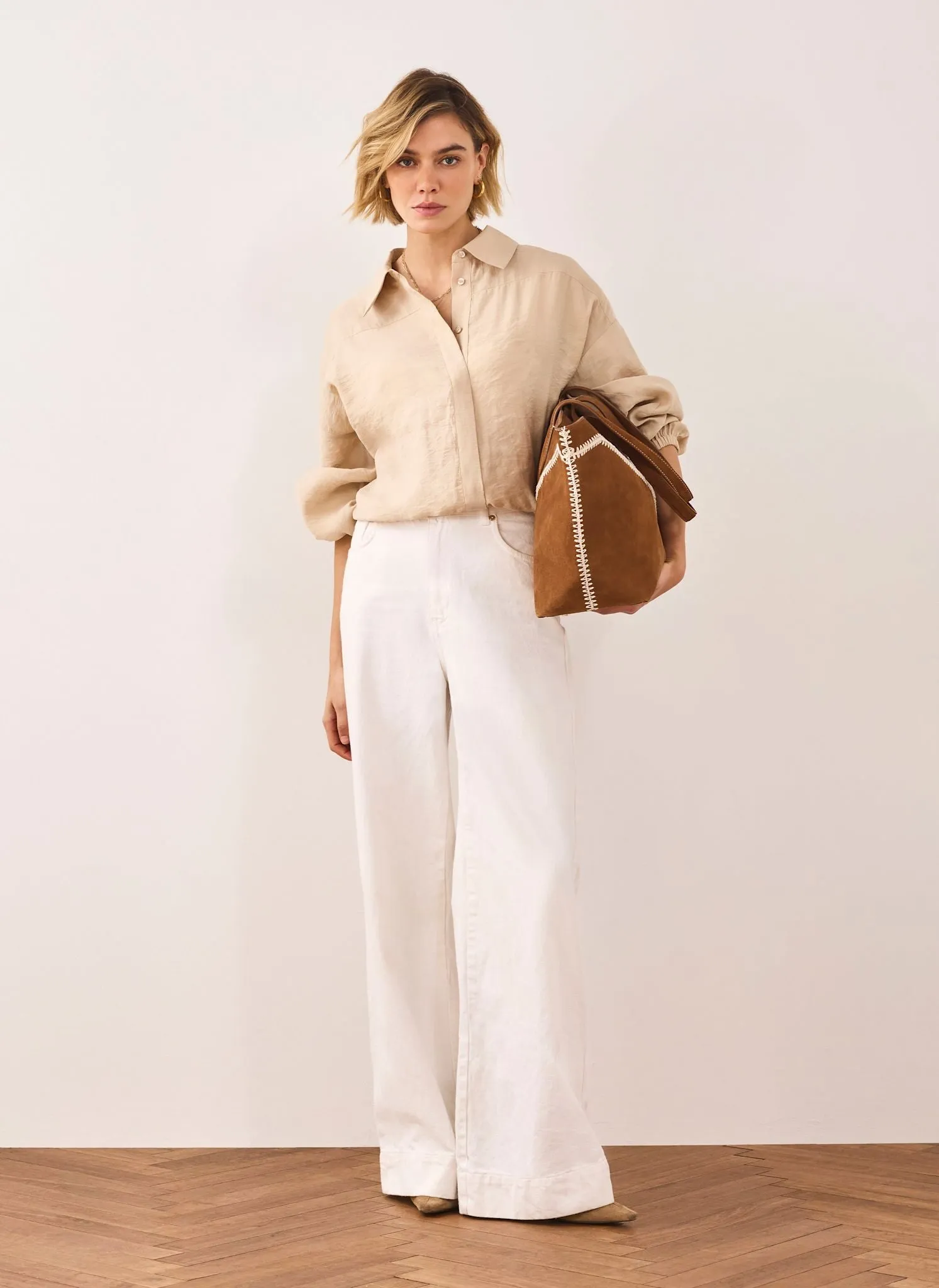 Neutral Long Sleeve Minimalist Shirt sold by Mint Velvet product image thumbnail 5