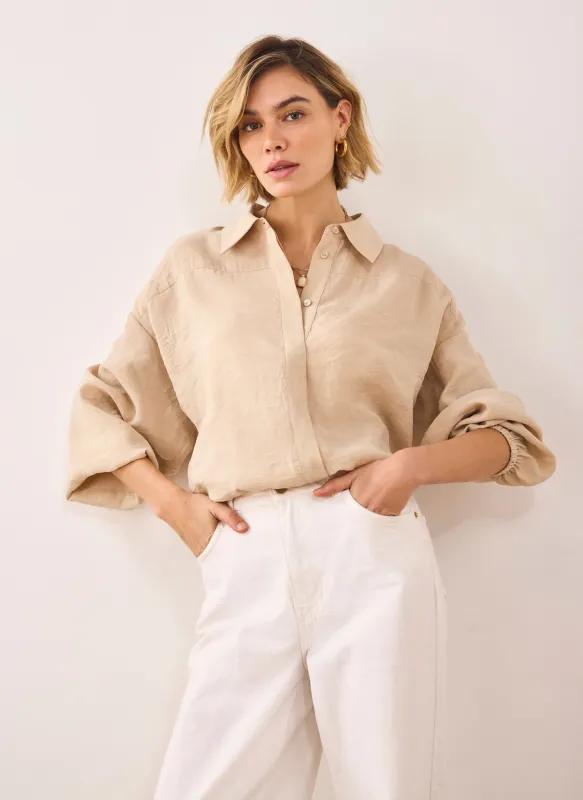 Neutral Long Sleeve Minimalist Shirt sold by Mint Velvet