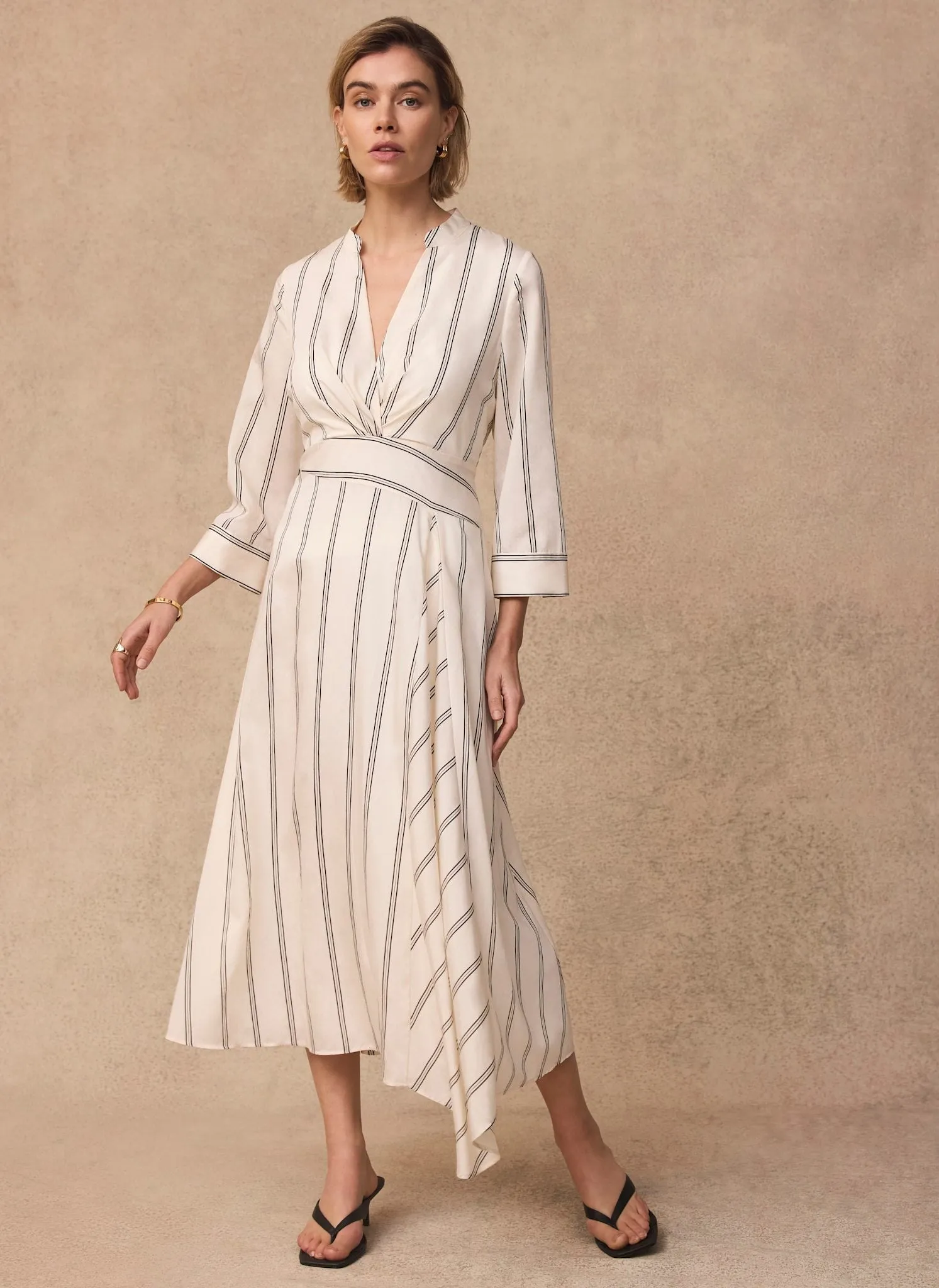 Neutral Striped Midi Dress sold by Mint Velvet product image thumbnail 2