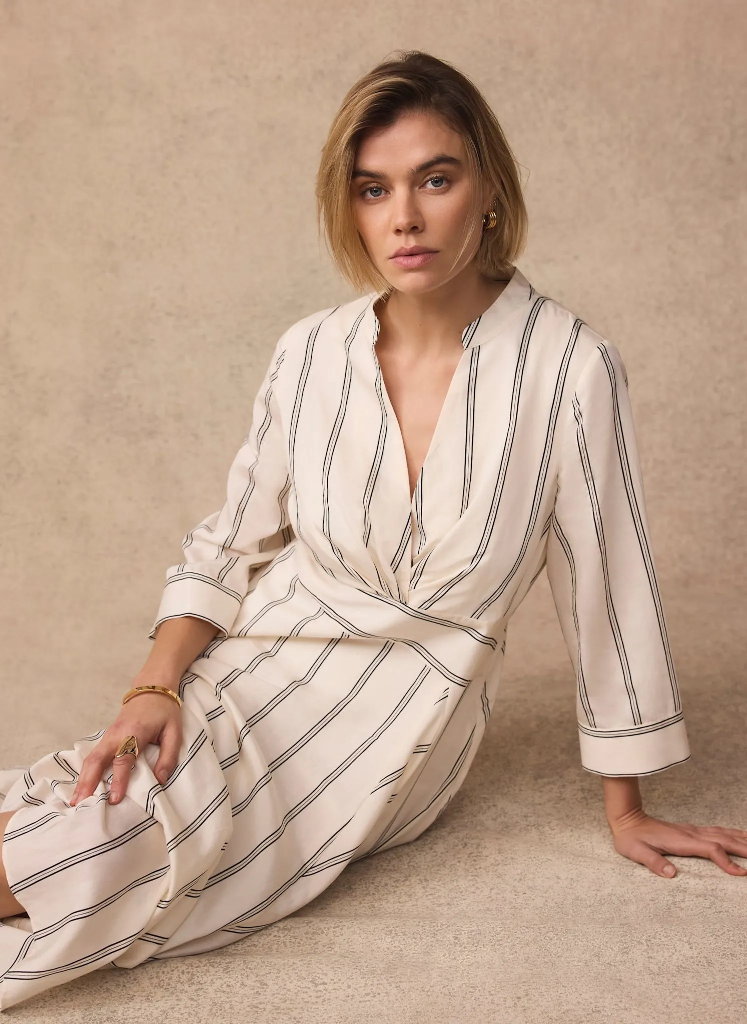 Neutral Striped Midi Dress sold by Mint Velvet product image thumbnail 3