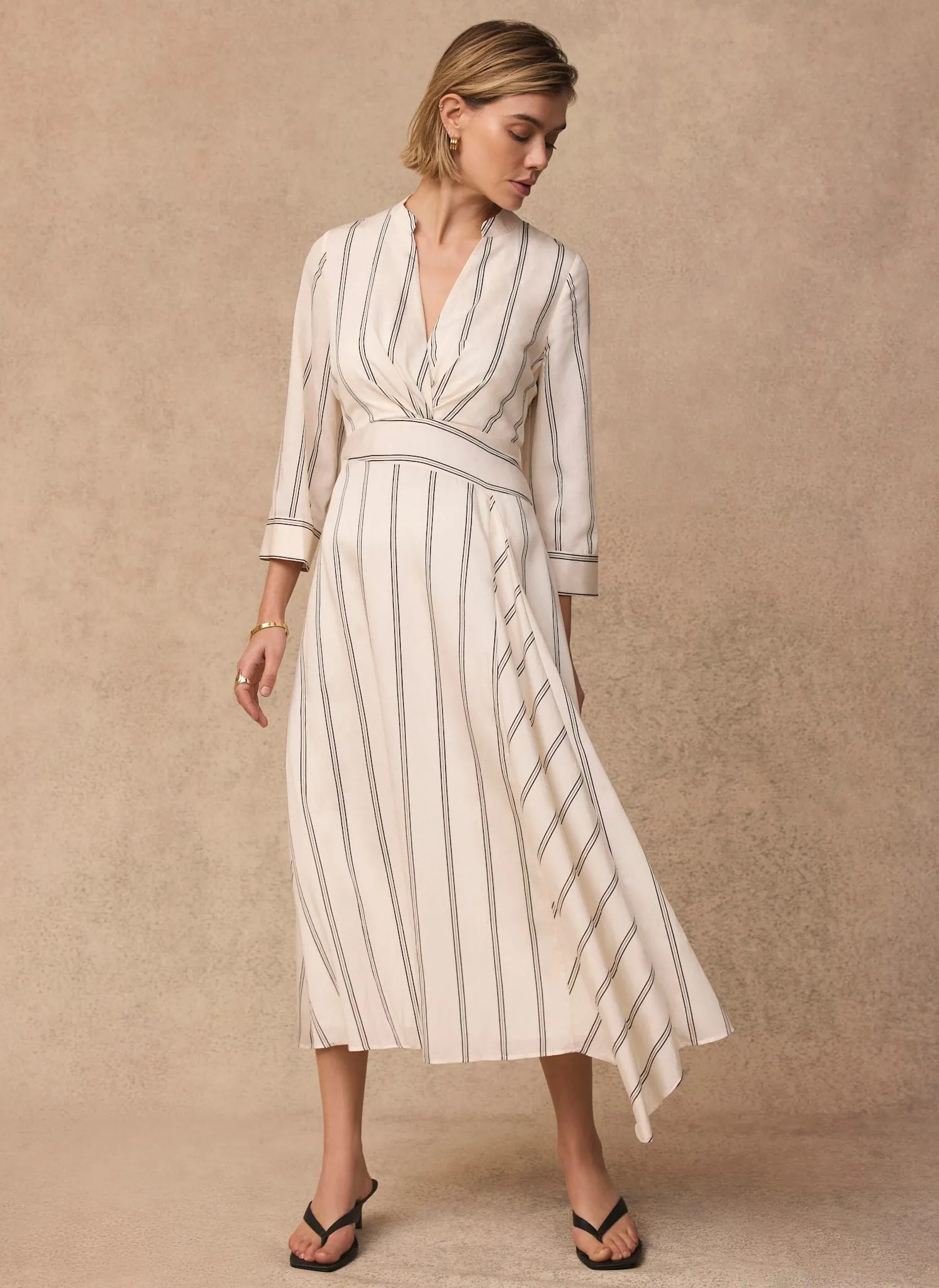 Neutral Striped Midi Dress sold by Mint Velvet product image thumbnail 4