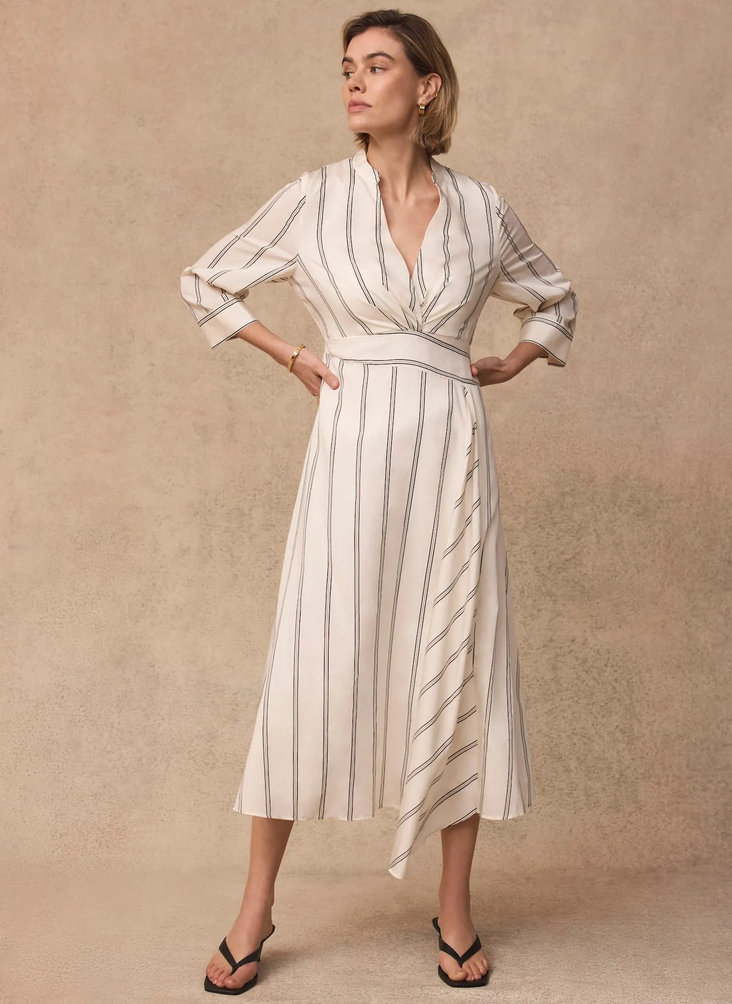 Neutral Striped Midi Dress sold by Mint Velvet