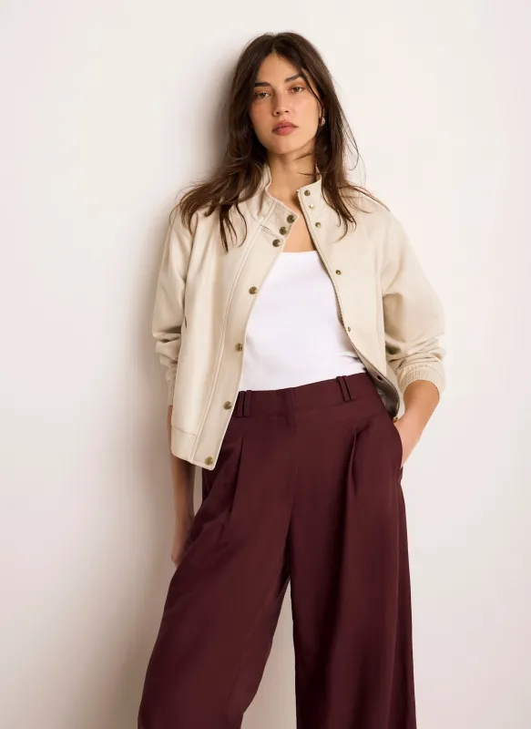 Neutral Funnel Neck Bomber Jacket sold by Mint Velvet