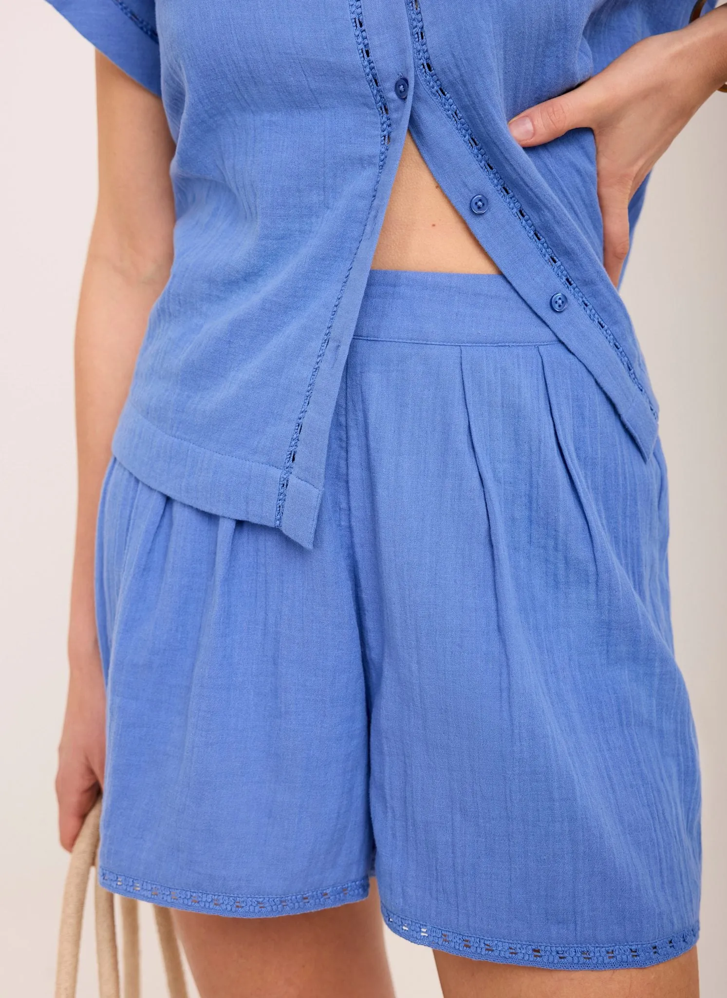 Blue Cotton Shirt And Shorts Set sold by Mint Velvet product image thumbnail 4