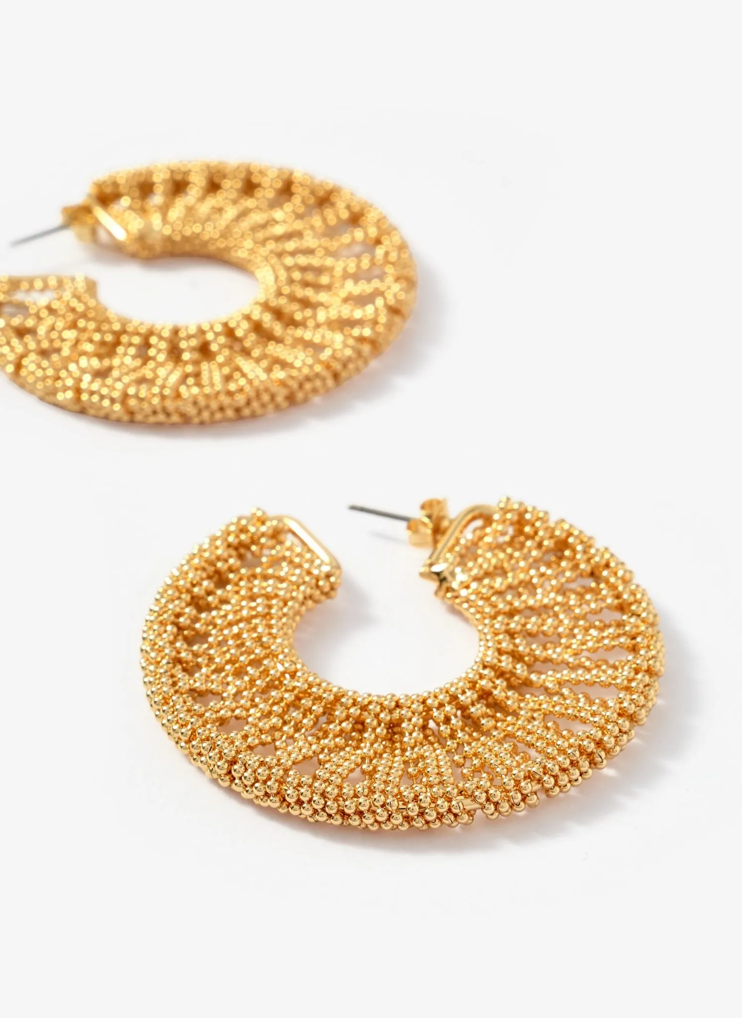 Gold Tone Beaded Hoop Earrings sold by Mint Velvet product image thumbnail 4