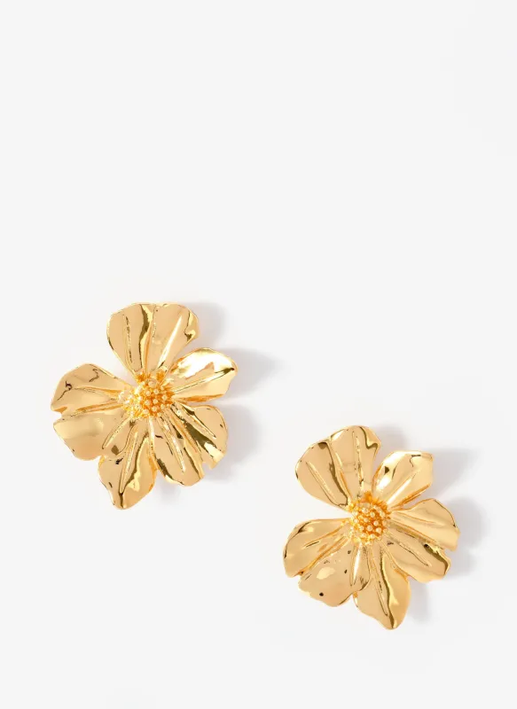 Gold Tone Statement Flower Earrings sold by Mint Velvet