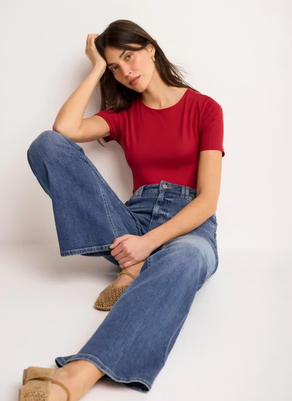 Red Short Sleeve Layering Top made by Mint Velvet