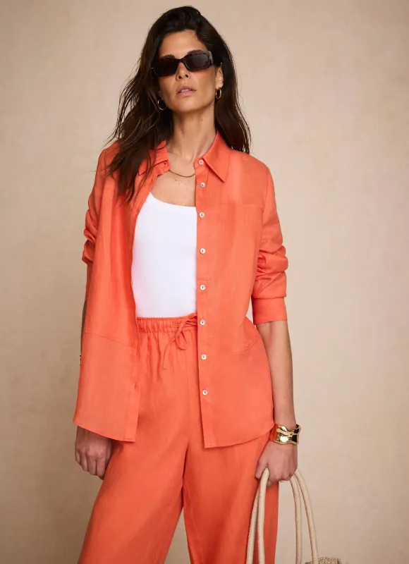 Orange Linen Blend Shirt made by Mint Velvet