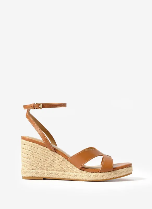 Jase Tan Leather Espadrille Wedges made by Mint Velvet