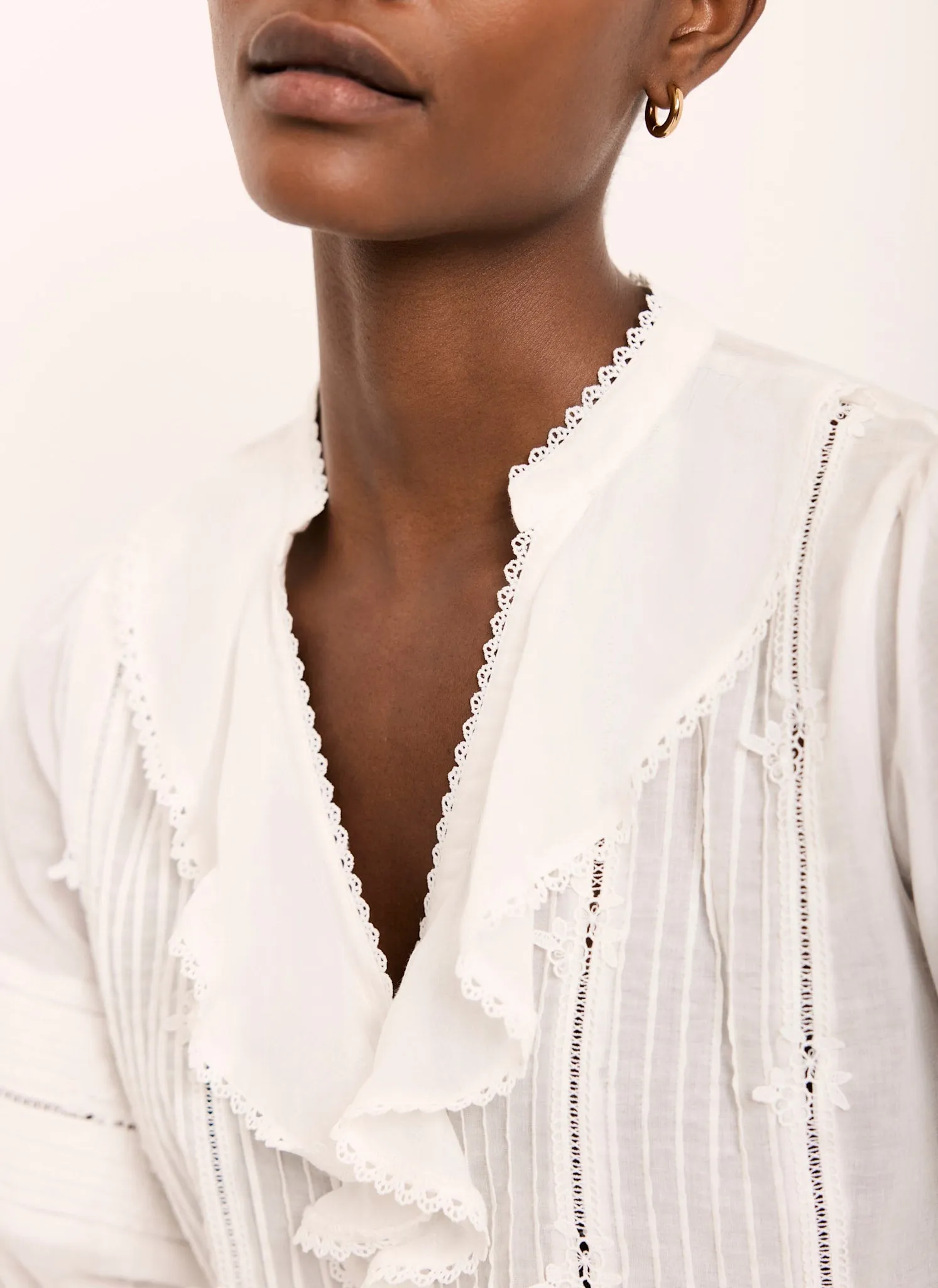 Cream Cotton Ruffle Blouse sold by Mint Velvet product image thumbnail 4