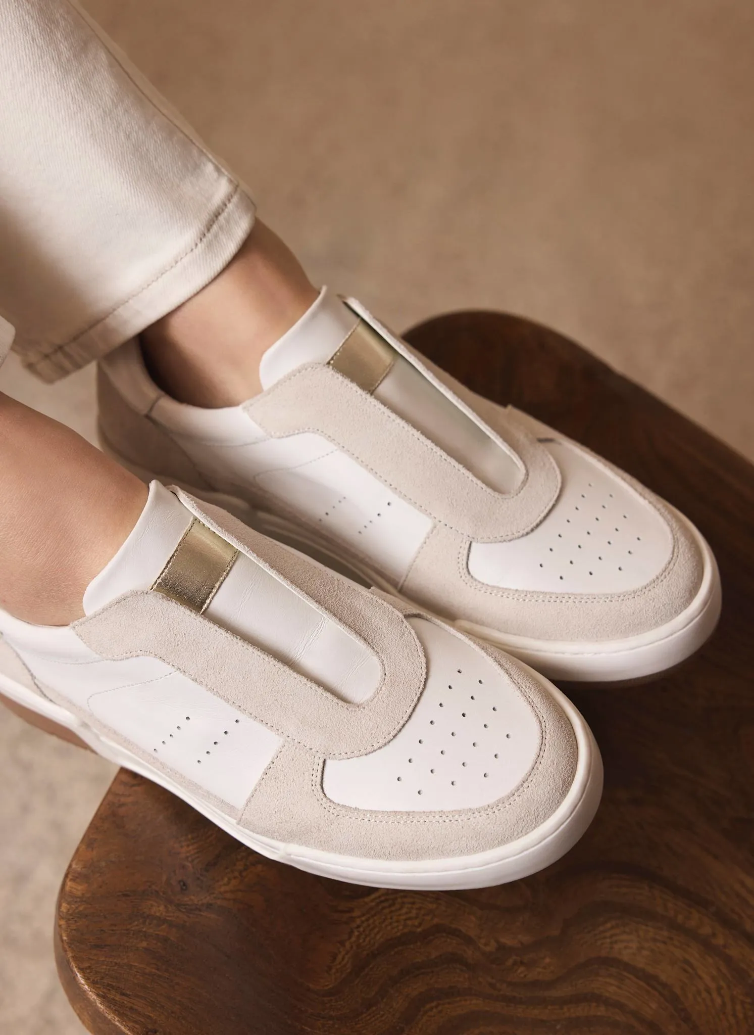 Rylie White Suede Slip On Trainers sold by Mint Velvet
