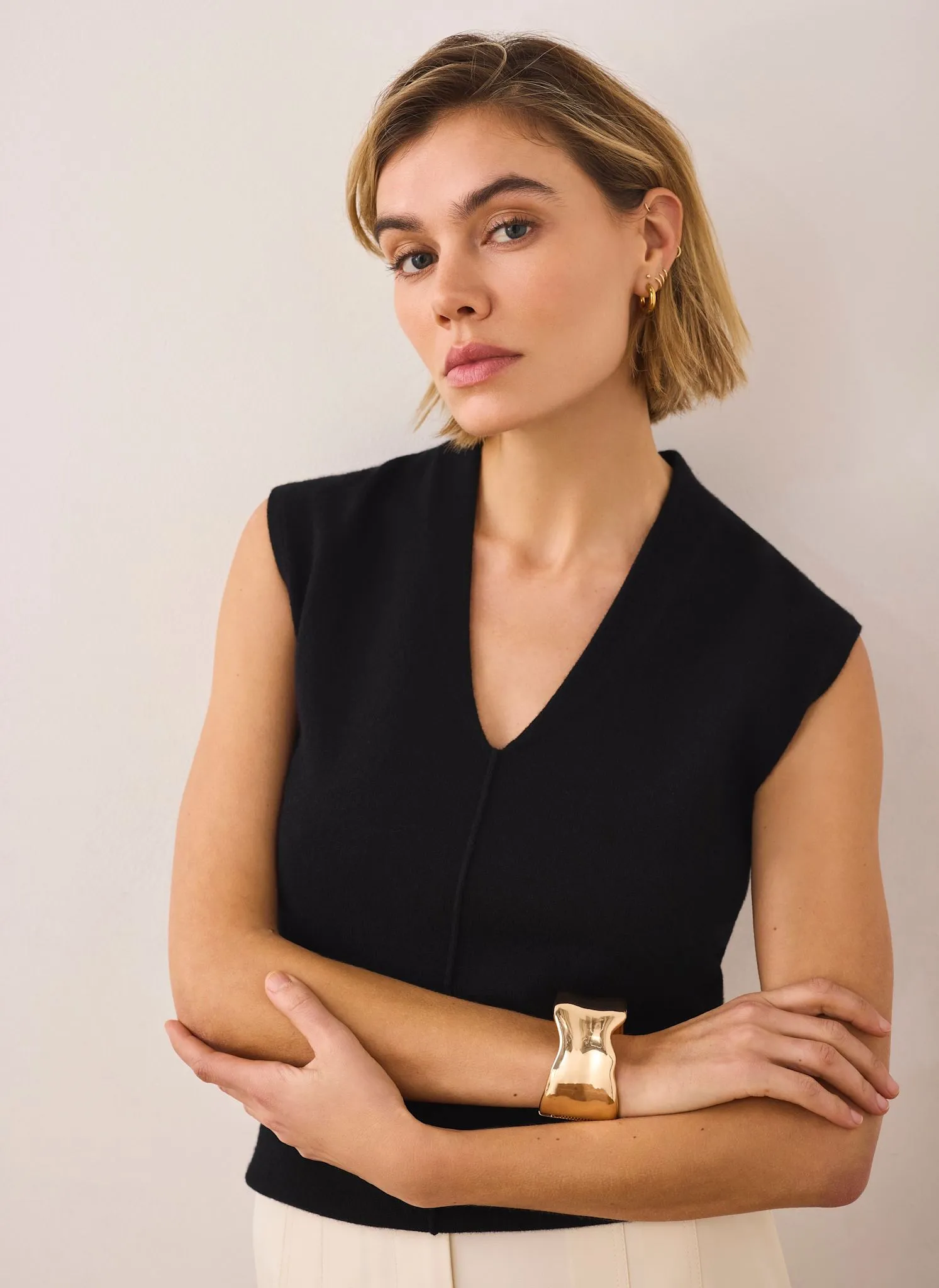 Black Wool Blend Sleeveless Knit Top sold by Mint Velvet product image thumbnail 4