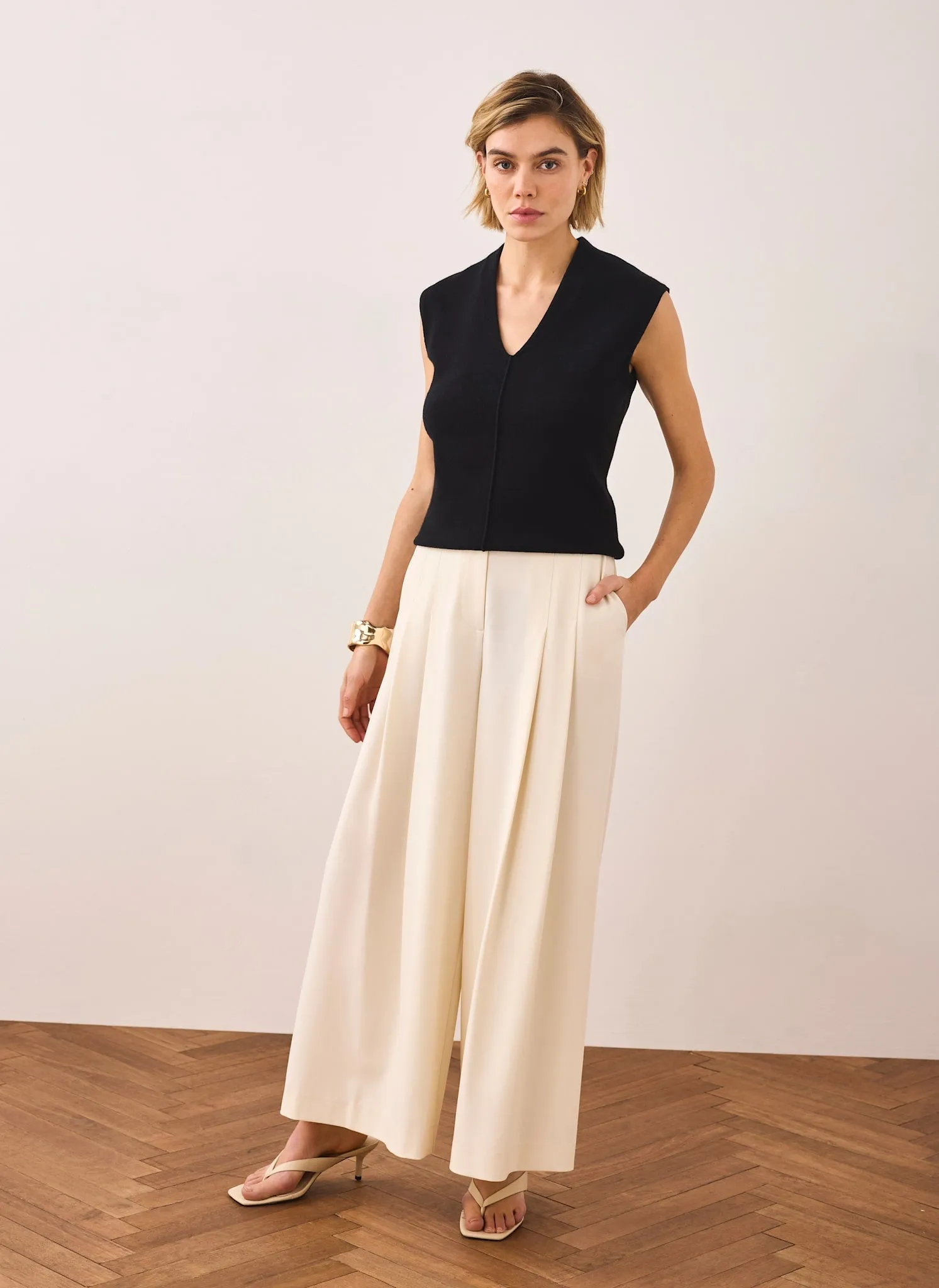 Black Wool Blend Sleeveless Knit Top sold by Mint Velvet product image thumbnail 5