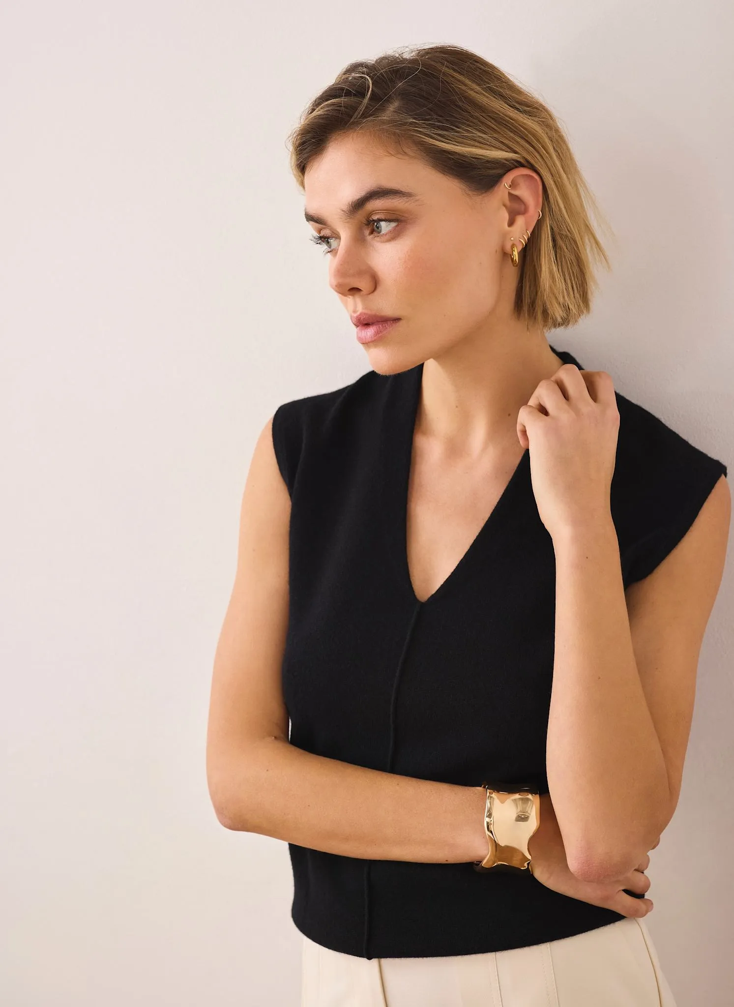 Black Wool Blend Sleeveless Knit Top sold by Mint Velvet product image thumbnail 2