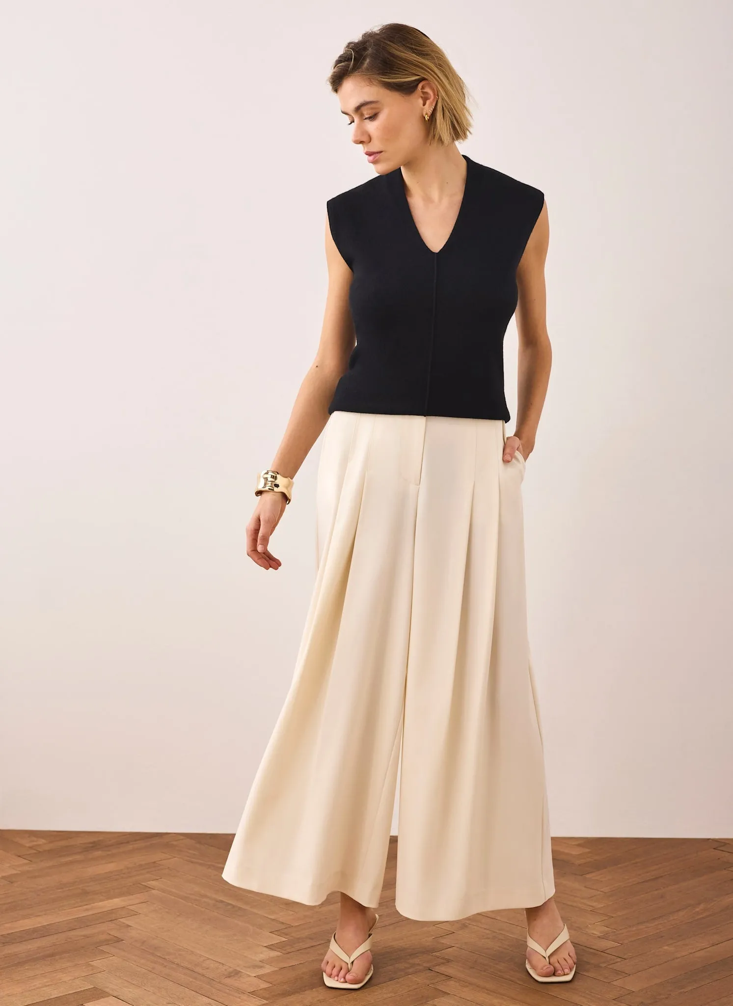 Black Wool Blend Sleeveless Knit Top sold by Mint Velvet product image thumbnail 3