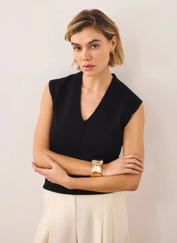 Black Wool Blend Sleeveless Knit Top made by Mint Velvet