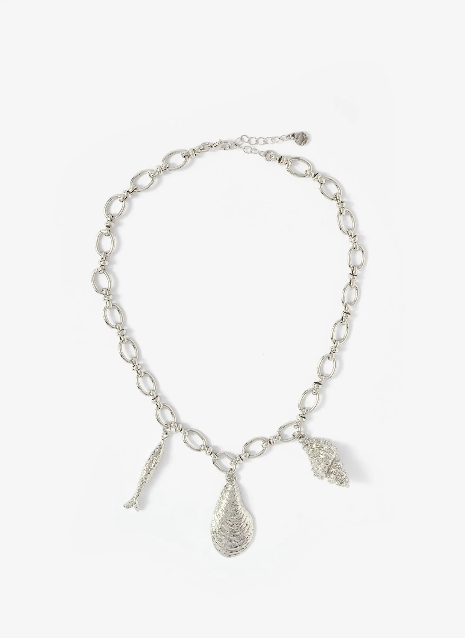 Silver Tone Shell Statement Charm Necklace sold by Mint Velvet