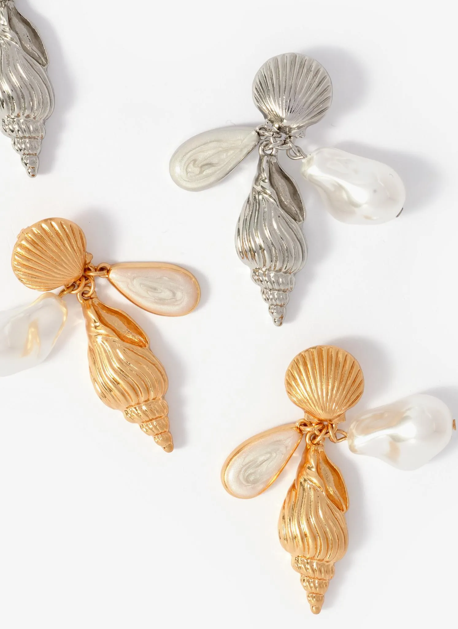 Gold Tone Shell Pearl Drop Earrings sold by Mint Velvet product image thumbnail 3