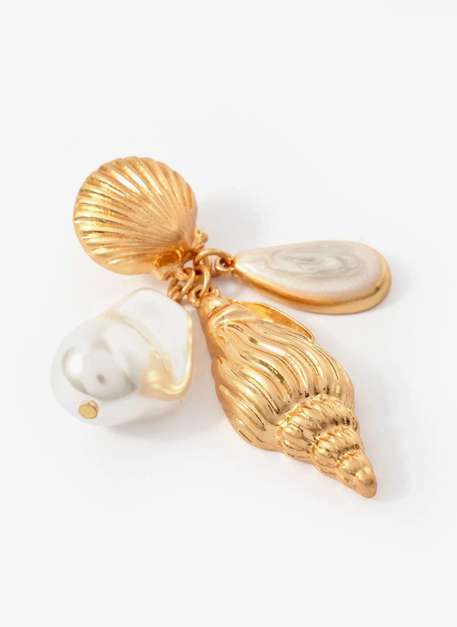 Gold Tone Shell Pearl Drop Earrings sold by Mint Velvet product image thumbnail 2