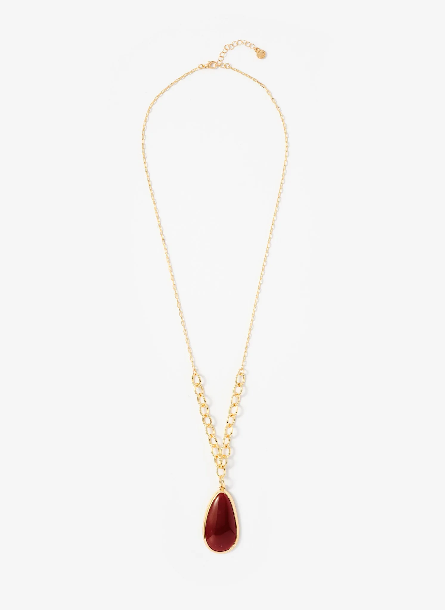 Gold Tone Red Stone Pendant Necklace sold by Mint Velvet