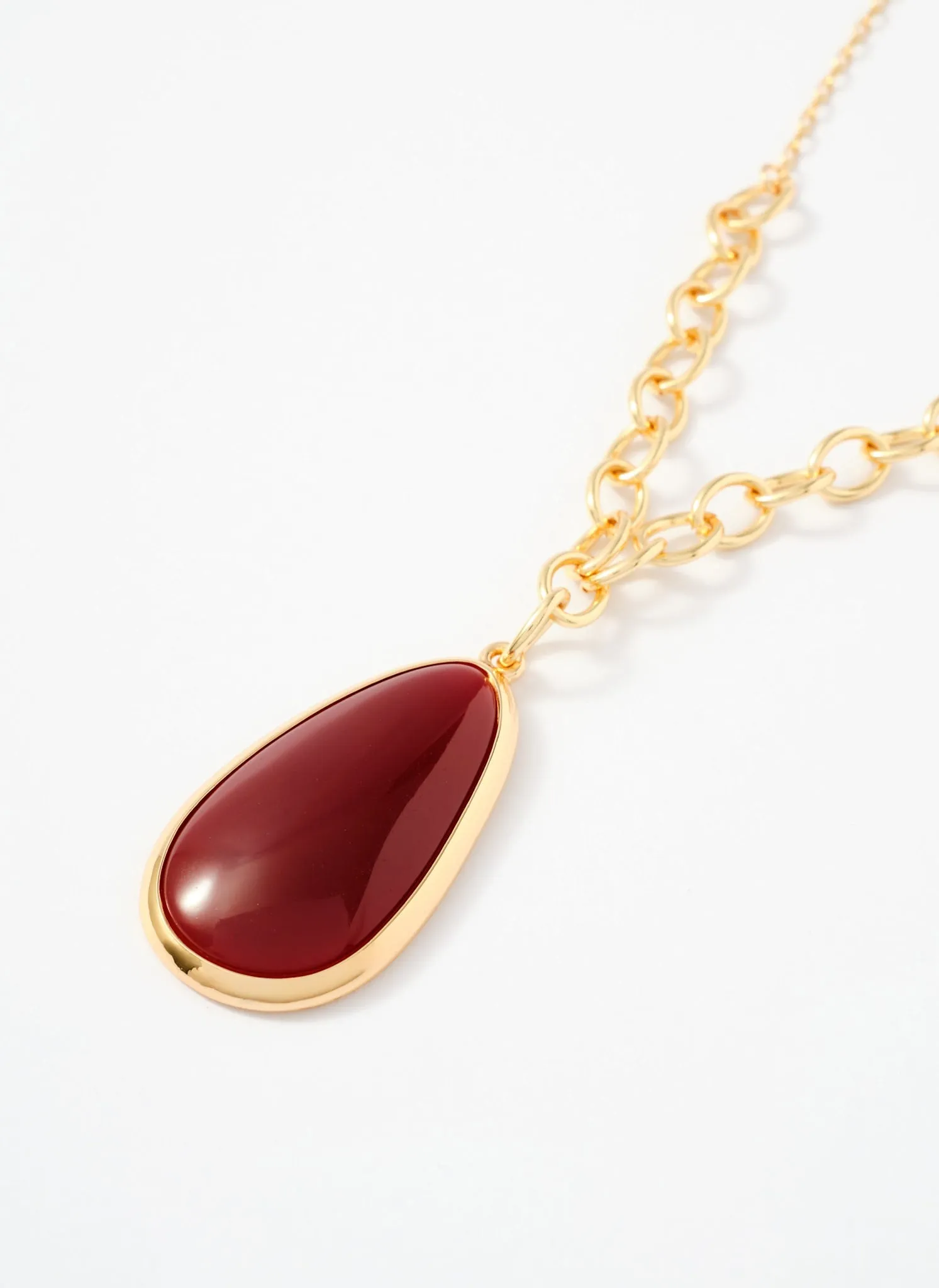 Gold Tone Red Stone Pendant Necklace sold by Mint Velvet product image thumbnail 3