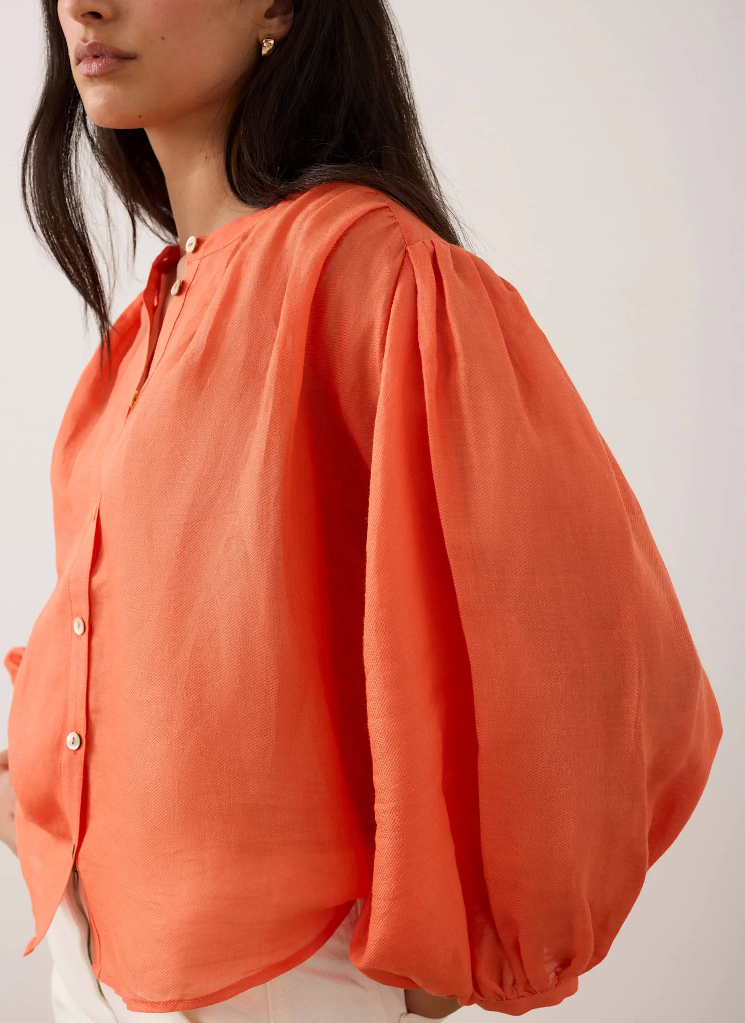 Orange Ramie Batwing Blouse sold by Mint Velvet product image thumbnail 3