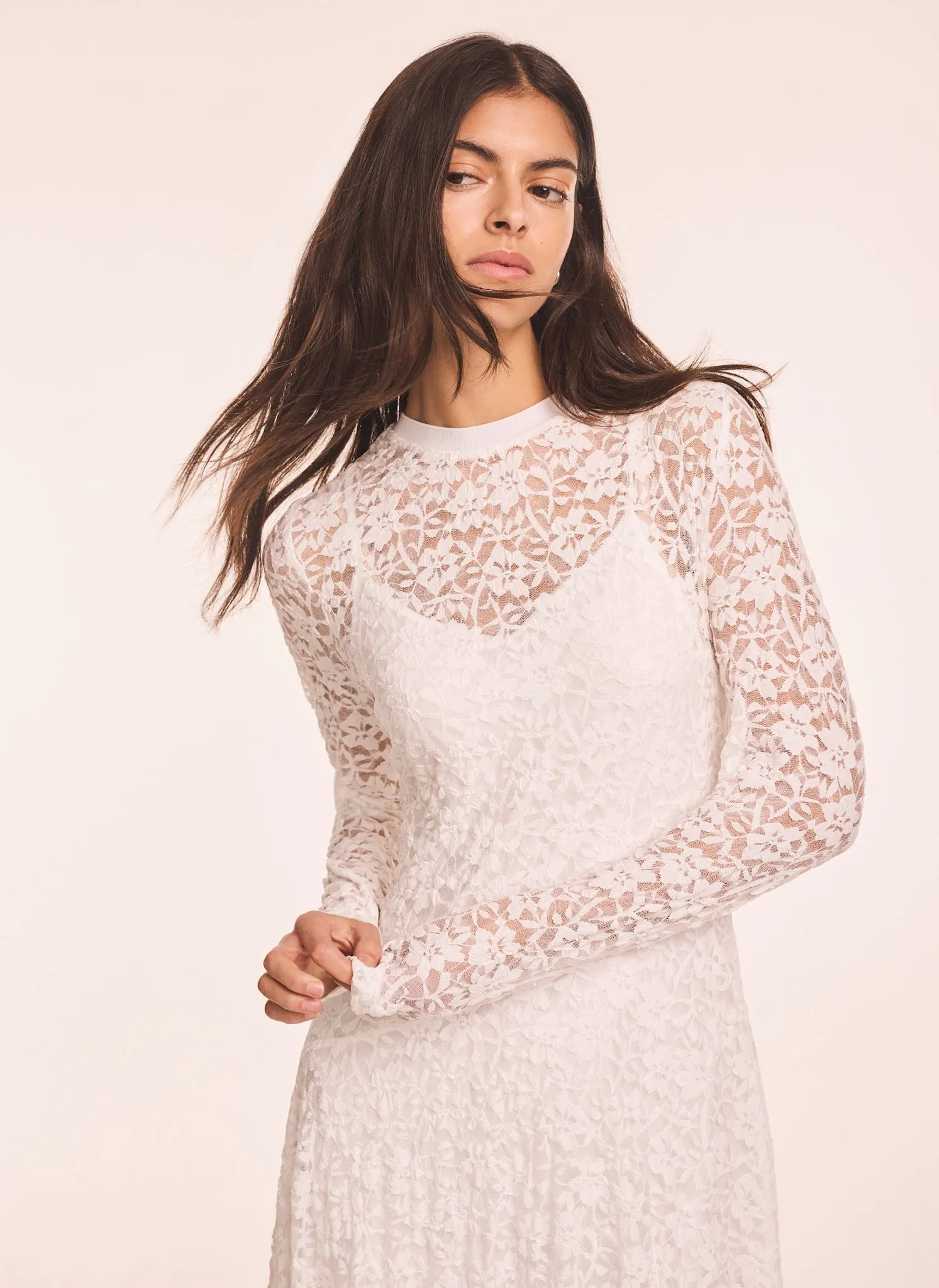 Cream Lace Full Asymmetric Midi Dress sold by Mint Velvet product image thumbnail 4