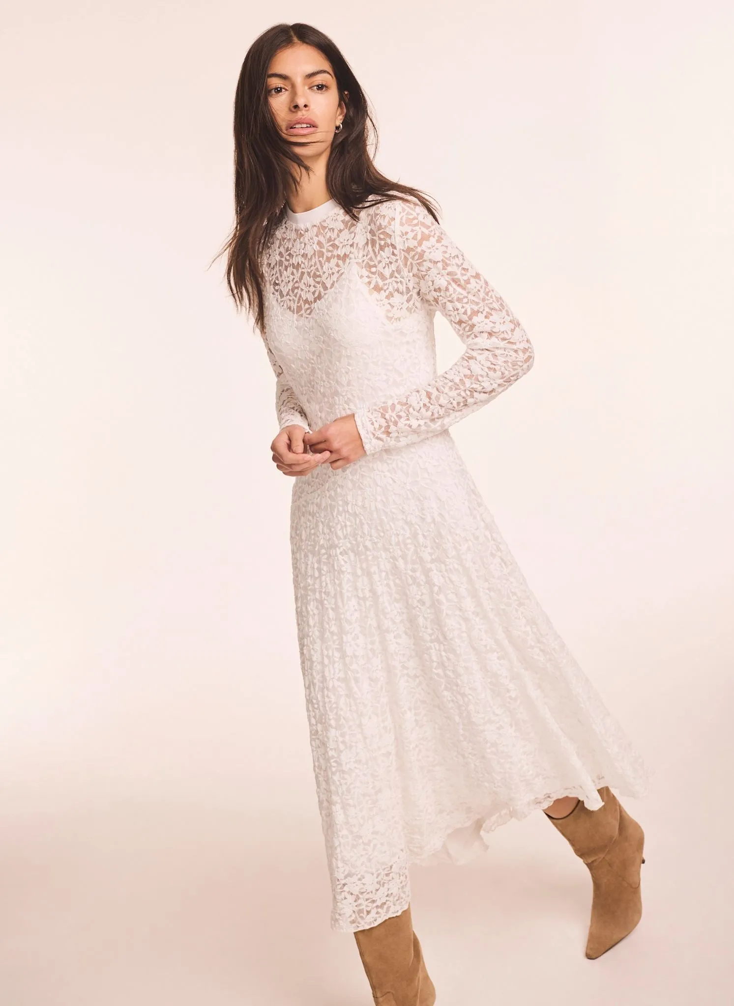 Cream Lace Full Asymmetric Midi Dress sold by Mint Velvet product image thumbnail 3