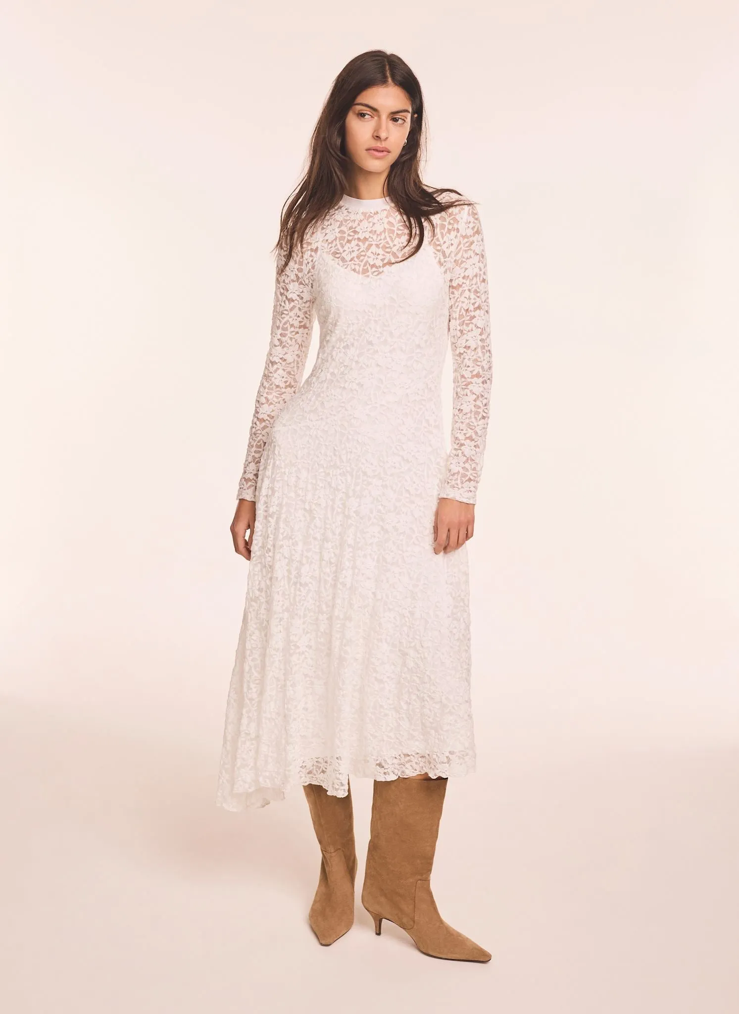 Cream Lace Full Asymmetric Midi Dress sold by Mint Velvet product image thumbnail 5
