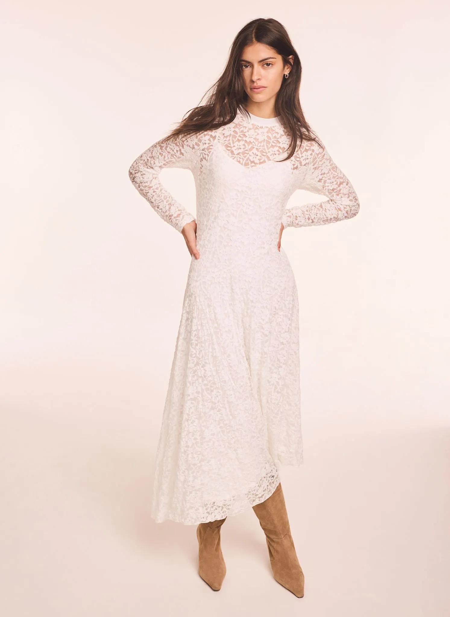 Cream Lace Full Asymmetric Midi Dress sold by Mint Velvet product image thumbnail 2