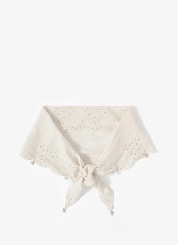 Cream Cotton Broderie Charm Scarf sold by Mint Velvet