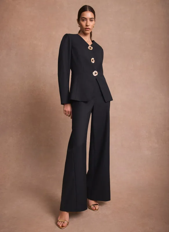 Navy Tailored Wide Leg Trousers made by Mint Velvet
