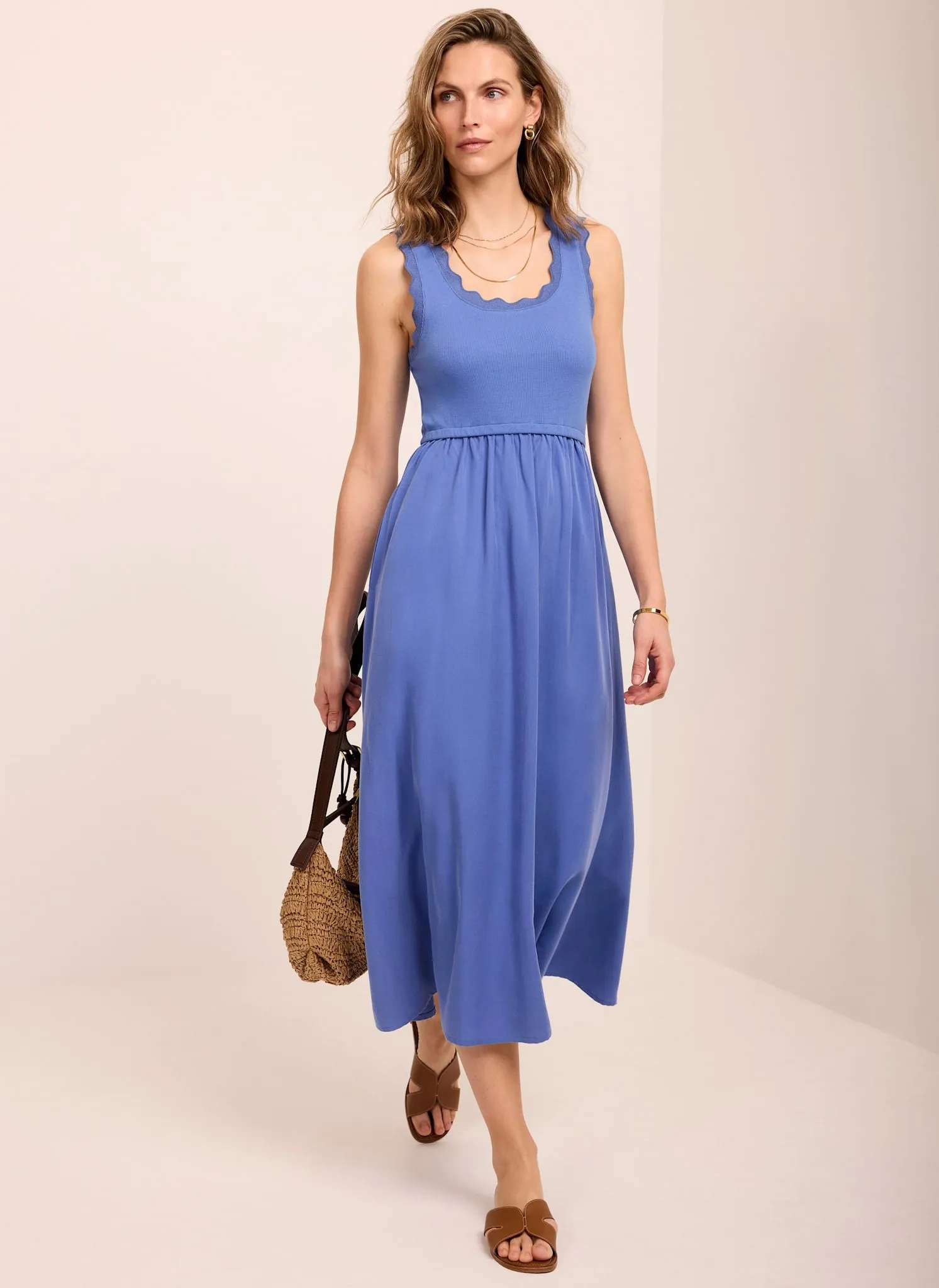 Blue Scallop Trim Midi Dress sold by Mint Velvet